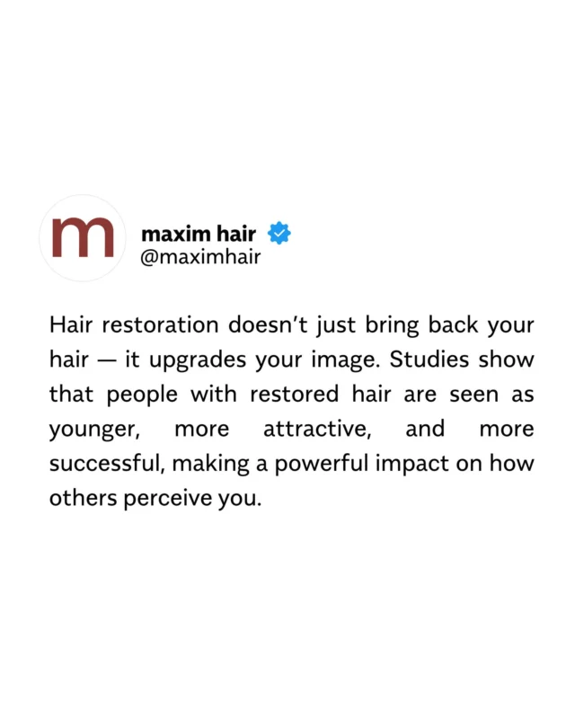 A 2016 study published in JAMA Facial Plastic Surgery found that individuals who had undergone hair restoration were consistently rated as younger, more attractive, and more successful in controlled experiments. Participants in the study viewed photos of men before and after hair restoration and showed a clear preference for the post-restoration images.

These findings highlight the significant impact that hair restoration can have on social and professional perception. By enhancing appearance, restored hair may boost confidence and influence how others respond in both personal and workplace interactions.